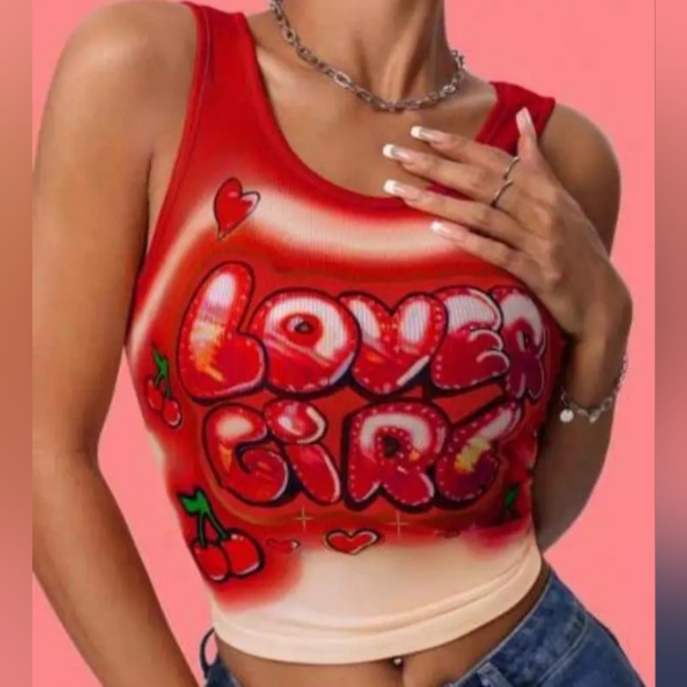 SHEIN 90's Design Crop Top Size XL